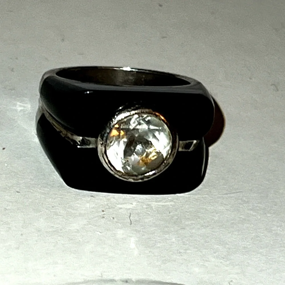 Chic Black onyx cz ring‎ set in sterling silver size 7